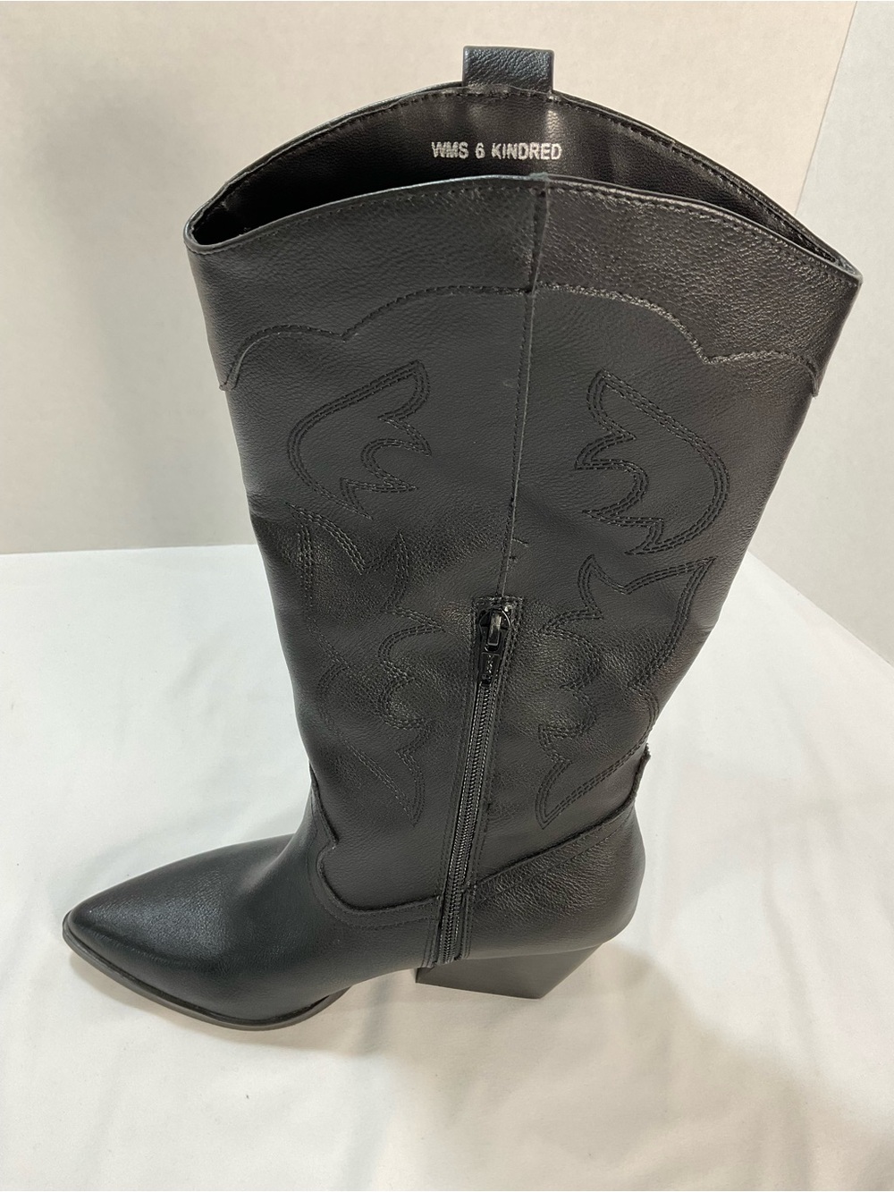 Windsor Black Western-Inspired Knee Boot